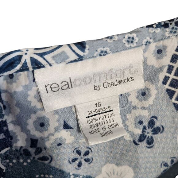 Chadwicks Full Skirt Size 16 Blue Patchwork Long Flowy Modest 33 in Waist - Picture 7 of 7